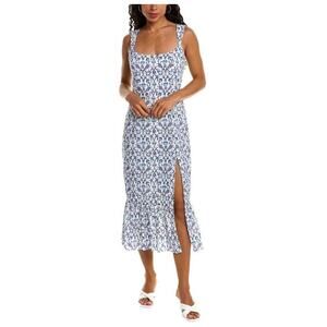 NWT Sachin + Babi Laura Smocked Midi Dress Blue Vine Print Women's Size 12